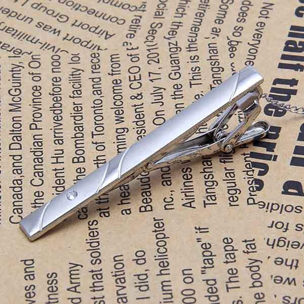 Fashion Classic Men Metal Silver Tone Simple Necktie Tie Bar Clasp Clip Wholesale order<$18 no tracking