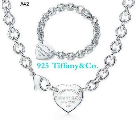 HOT !! SALE 2019 free shipping 2019 New Fashion Jewelry Curb Bracelets Necklace chains tiffany925 silver AAA bead Set with boxes