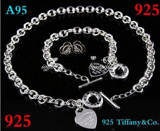 sale 2018 New Designer Brand New Fashion tiffan925 Silver Jewelry A95 Set Necklaces and Bracelets Earrings Gift with box Free shipping