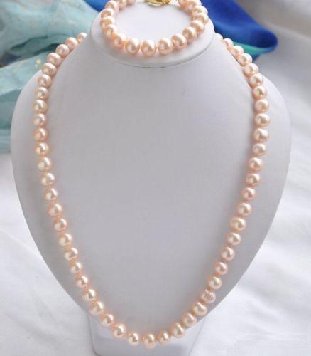 Long 9-10mm south sea pink pearl bracelet necklace