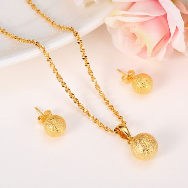 Beaded Pendant Earrings set Gold Color Ball Earring Jewelry Wedding Item for Arab African Ethiopian Indian