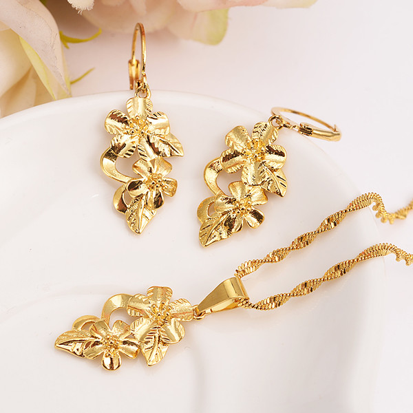 Goldsun flower leaf Ethiopian Jewelry Sets Habesha Africa bridals Wedding jewelry Gift necklace pendnat earrings pendant sets diy charms