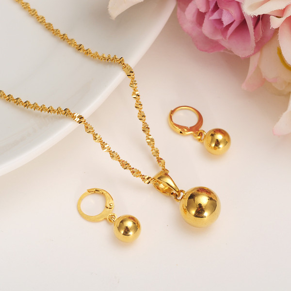 ubai Gold Color Ball Jewelry Set Pendant Necklace Cuff Bracelet Bangle Earrings African Beads Jewelry Sets For Women