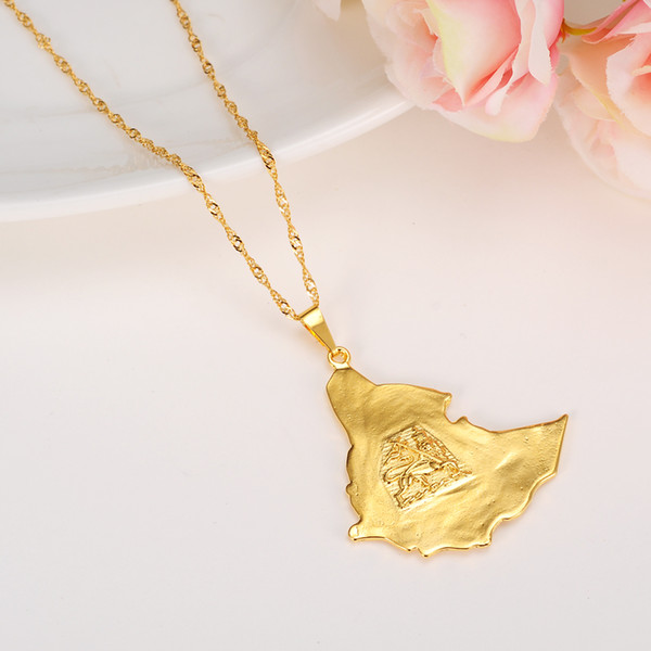 Ethiopian Map Necklace for Women/Men Gold Color Original Ethiopia Old Map Pendant Necklaces Jewelry pendant