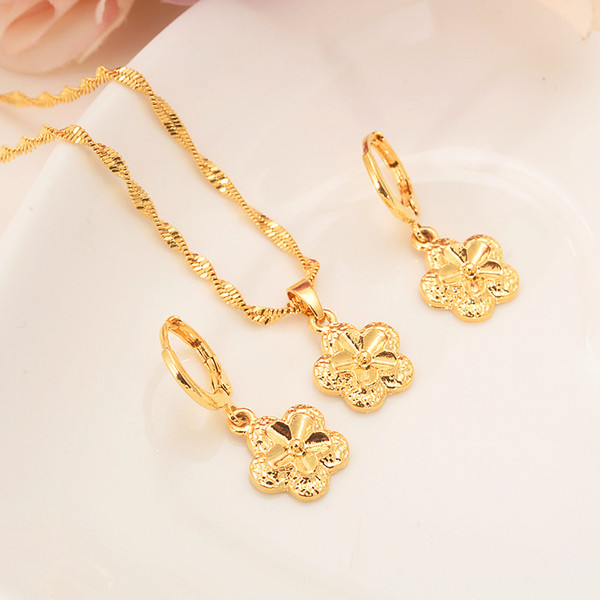 gold Necklace Earring Set Women Party Gift flower Jewelry Sets daily wear mother gift DIY charms women girls Fine Jewelry