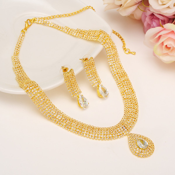 Bangrui Fashion Bridal Jewelry Sets Wedding Necklace Earring for Bride Party Costume Accessories Indian Jewelry Set Decoratio