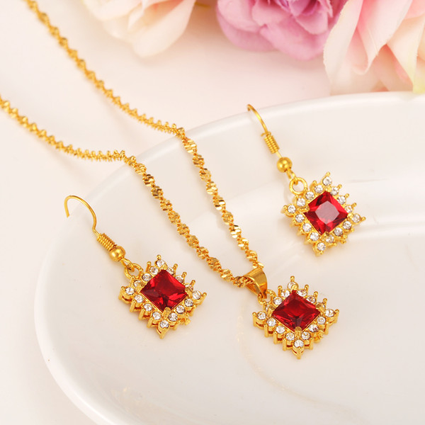 bridal Jewelry New Trendy Cubic Zircon Jewelry Set Earring Necklace for Women's Earring Necklace Jewelry crystal Sets gift