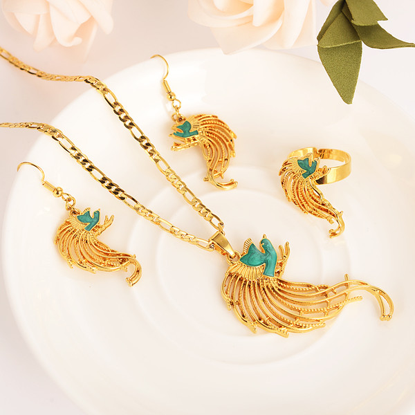 new png bilum set Jewelry bird of paradise Pendant Necklace Earring African Bridal Wedding Jewellery Arab mother girlsgift DIY charms