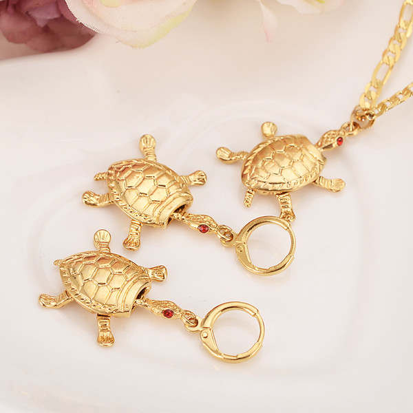 Gold jewelry Tortoise Pendant & Necklaces earrins for Women,Papua New Guinea girls kids party daily wearJewelry PNG gift