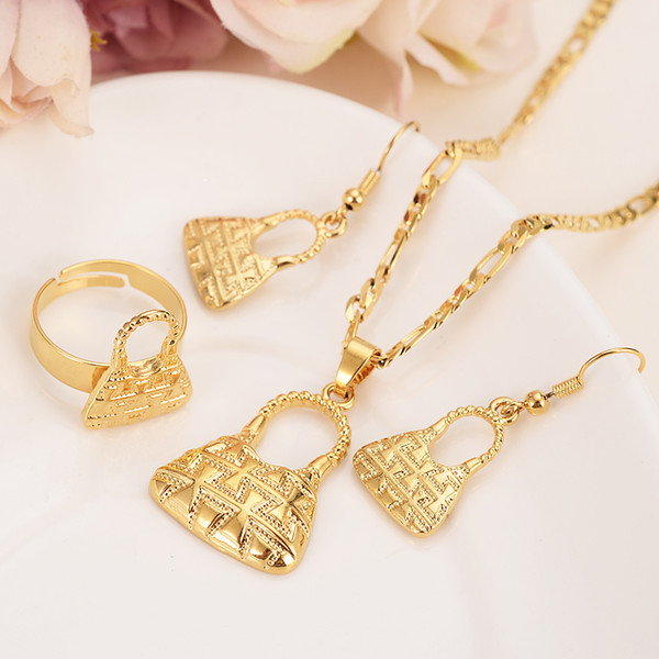 Gold Color Papua New Guinea bagPendant Necklaces Earrings PNG Ethnic Jewelry Gifts