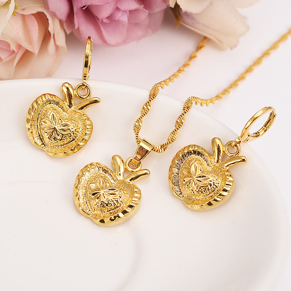 gold Necklace Earring Set Women Party Gift APPLE Jewelry Sets daily wear mother gift DIY charms women girls Fine Jewelry