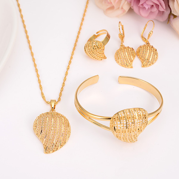 gold Necklace Earring Set Women Party Gift LOVE HEARTJewelry Sets daily wear mother gift DIY charms women girls Fine Jewelry