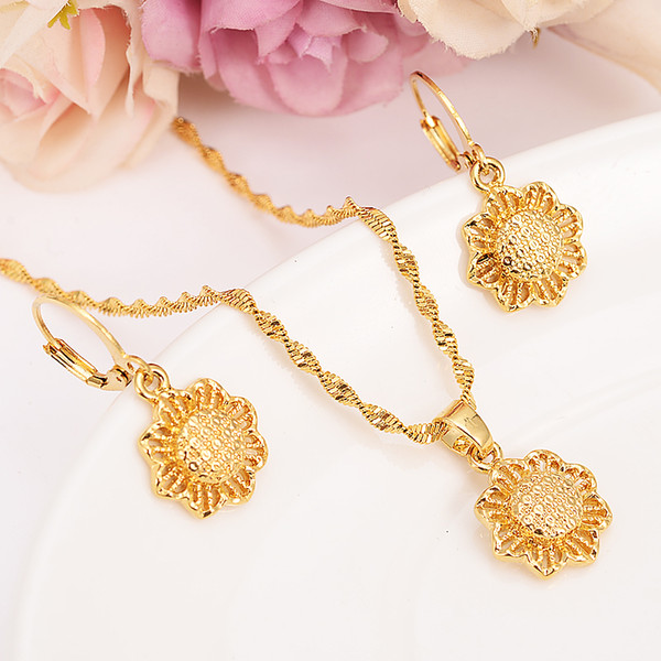 gold Necklace Earring Set Women Party Gift sunflower Jewelry Sets daily wear mother gift DIY charms women girls Fine Jewelry