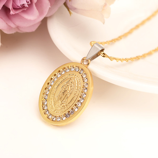 Virgin Mary Pendant Necklace for Women/Girls,Gold Color Our Lady Jewelry Wholesale Colar Cross Trendy gift Necklaces