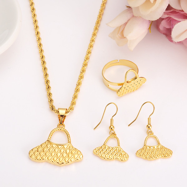 Traditional Gold Color PNG Pendant Necklaces earrings bag for Women,Papua New Guinea Traditional Cultural Jewelry Gift