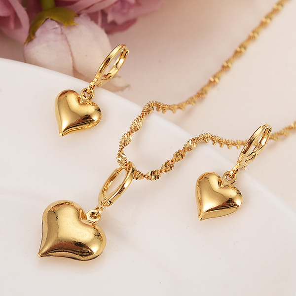 Gold heart shape Wedding Jewelry Sets Cubic Zirconia Elegant Engagement Earring for Women girls charms partygift Accessories