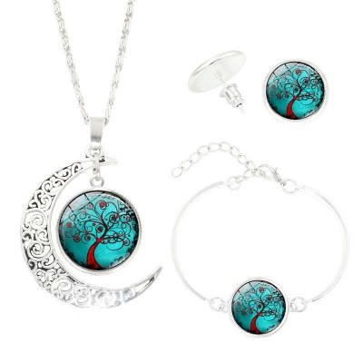 Women's Fashion Sterling Silver Jewelry Sets Life Tree Earrings Necklaces Bracelets