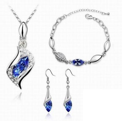 Elegant Luxury Design New Fashion Plated Colorful Austrian Crystal Drop Jewelry Sets Women Gift