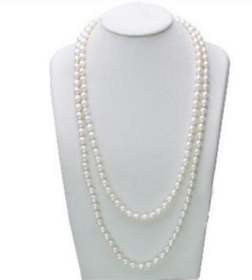 Free Shipping ++ + Natural pearls, multi layer sweater chain, female 6-7mm, rice long sweater chain