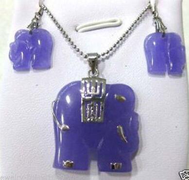 New style hot sale jewelry purple jade elephant pendant and fashion earrings wedding party jewelry