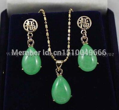 Venta caliente envío gratis >>>>> blob forma jade verde collar de la joyería colgante pendiente