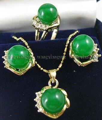 10mm Jade Green Jade Earrings Ring and Watch Plating on wholesale crystal quartz stone