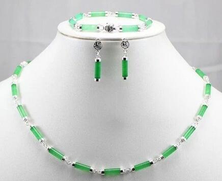 Jade verde Natural de de fortuna collar pendientes pulsera conjunto