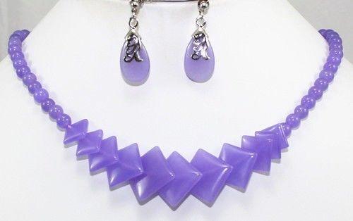 Wholesale Lavender Purple Jade Necklace & Earring Jewelry Set