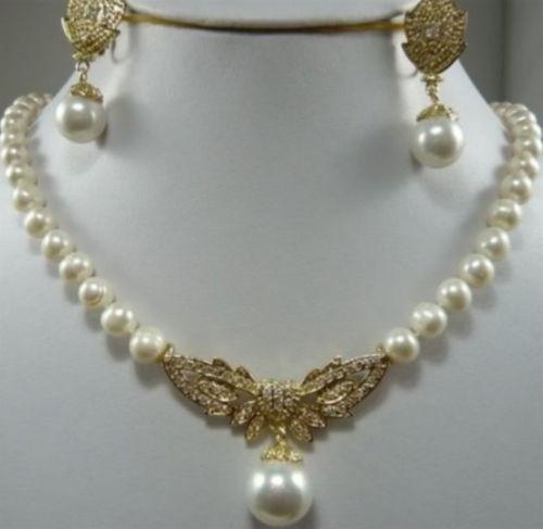 NEW Charmin 8-9mm White Akoya Pearl necklace & earring Set AA+0066