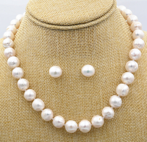 Women's Fashion Jewelry 12-13 mm white Pearl Necklace 18 