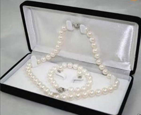 Natural AAA 7-8MM White Akoya Cultured Pearl Necklace Bracelet Earring Set