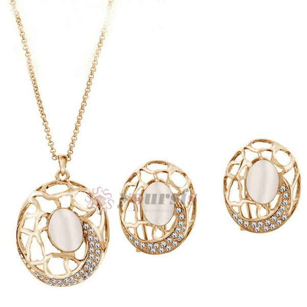 Yoursfs Lovely Pendant Necklace & Earrings Set Gold Plating Trendy Party Jewelry Sets For Women Gift