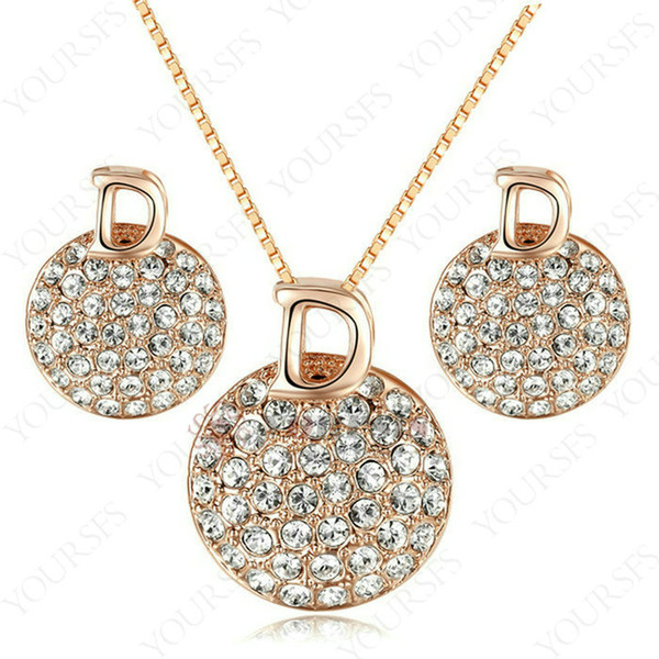 Yoursfs 18K White Gold Plated Full Crystal Plate Necklace and Earring Use Austrian Crystal Bridal Jewelry Set