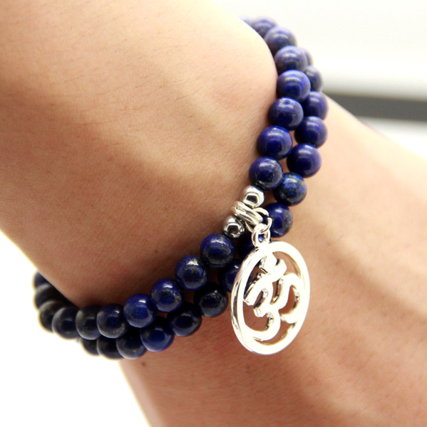 New Design Wholesale 6mm Lapis Lazuli Stone Beads Jewelry Sets Of OM Chakara Yoga Best Bracelet