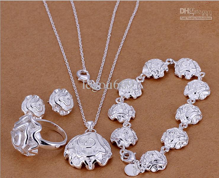 Wholesale - Rose's best-selling 925 silver charm jewelry combination of Valentine's Day gift set free shipping