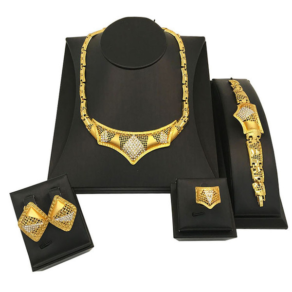 Fashion Trendy nigerian wedding african beads jewelry sets 2019 Earrings for Women dubai jewelry set wedding accessories