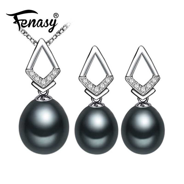 FENASY Pearl Jewelry wedding engagement jewelry sets Natural Pearl pendant Necklace women/vintage gemstone long earrings