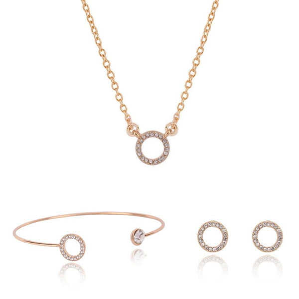 designer jewelry sets circle jewelry sets rose gold color earrings necklaces bracelets for women hot fashion