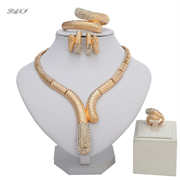 wholesale Fashion African Beads Jewelry Set Wholesale Exquisite Dubai Gold-colorful Jewelry Set Brand Nigerian Wedding Bridal Bijoux