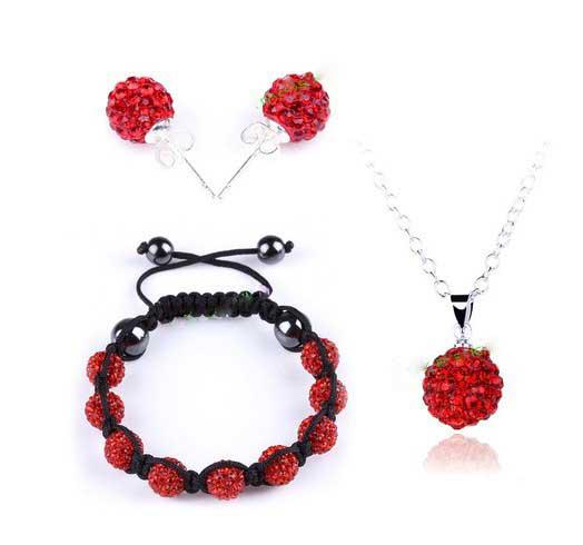 10sets Shinny 10mm Pave Disco Crystal Beads Handmade Necklace + Bracelet + Earrings Nice Jewelry set