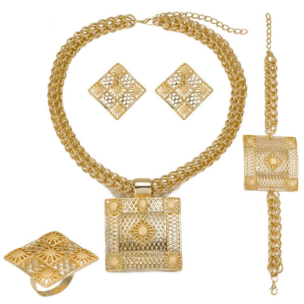 Fashion Italian jewelry Dubai Gold color Jewelry sets African Women Big Necklace Jewellery