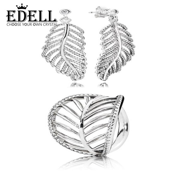 PASINIYA100% 925 sterling silver leaf leaves zircon hollow elegant ring elegant and ear studs factory outlet