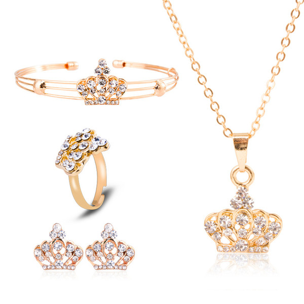 Luxury palace style suit European and American style exquisite crown jewelry set of four