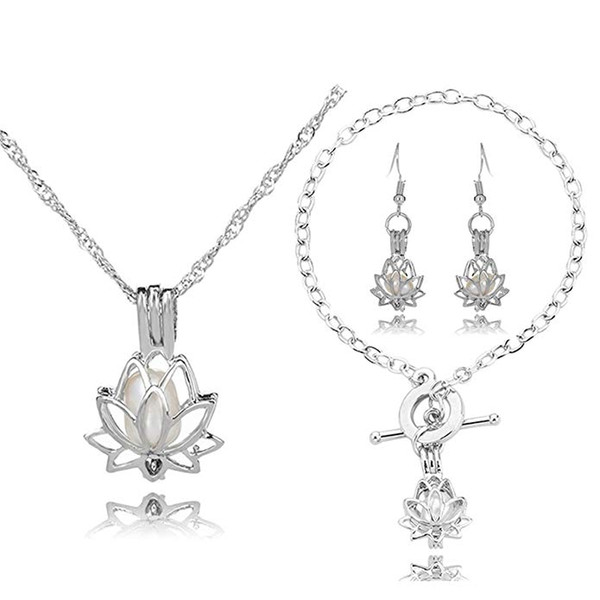 HENGSHENG Arrow Locket Cage Jewelry Set Pearl Oyster Pendant with 1 PC Real Oval Pearl in Charm