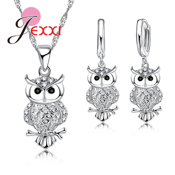 Jemmin Cartoon Jewelry Set For Girls Brand Design Fashion Animal 925 Sterling Silver CZ Crystal Earrings Neckalce Pendant Set