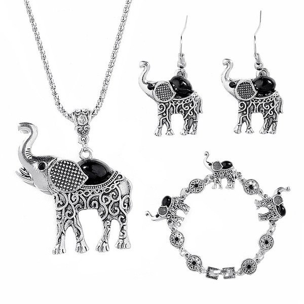 Elephant Jewelry Set For Women Retro Bohemian Jewelry Set The Small Alloy Necklace Earrings Collar Animal Jewelry Sets