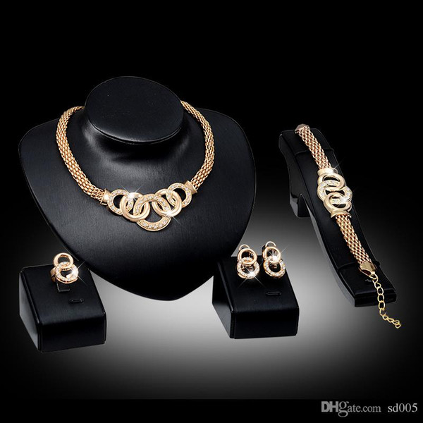 Fashion Rhinestone Golden Necklace Earrings Designer Jewelry Wedding Bracelet Dubai Sets African Beads Women Luxury Gift 5 8dq hh