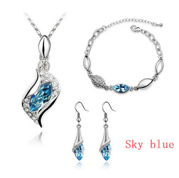 100% Austria Crystal Jewelry Set Fashion Angels wizard Silver Plated Necklace Earrings and Bracelet Swarovski Crystal Elements Jewelry Set