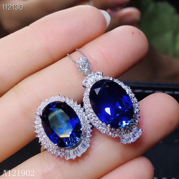 KJJEAXCMY exquisite jewelry 925 sterling silver inlaid natural sapphire Jasper Ring Pendant Necklace suit support detection