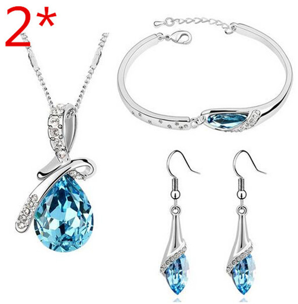 The Crystal Necklace of Euramerican Wind Female Short Paragraph Clavicle Chain Vogue Vitreous Shoe Bracelet Angel Demon Earring 3 Sets